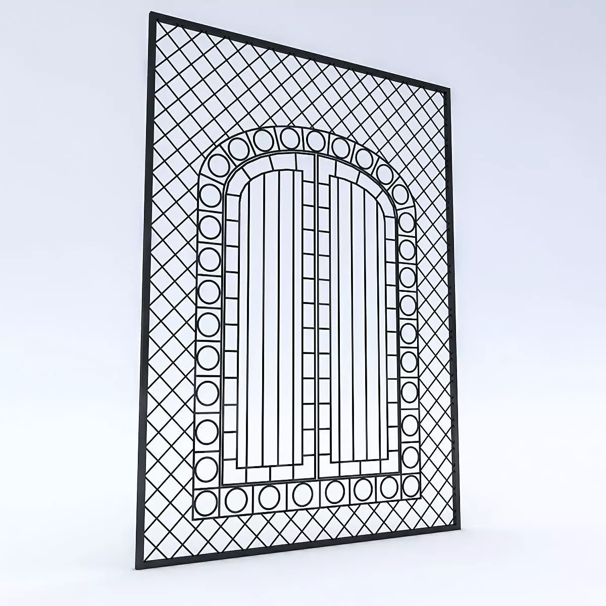 Wrought Iron Door And Window Low-poly 3D model_0