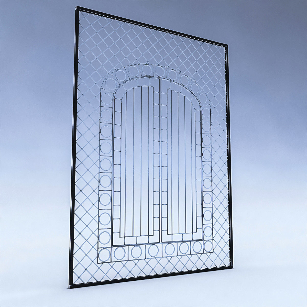 Wrought Iron Door And Window Low-poly 3D model_3