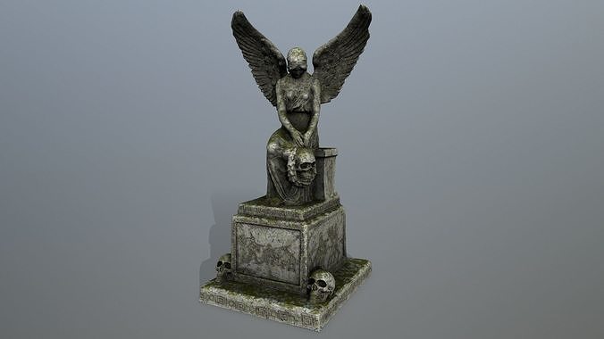 statue 3 with angel Low-poly 3D model