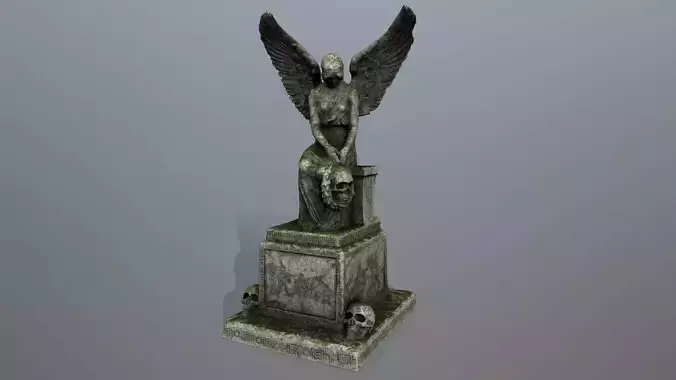 statue 3 with angel Low-poly 3D model