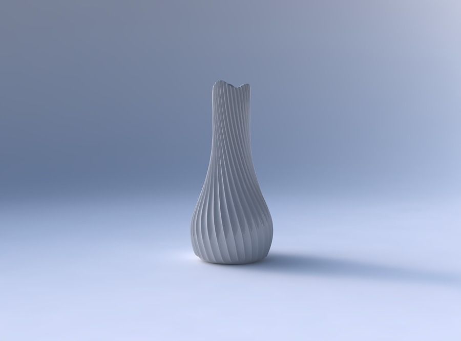 Vase curved 2 with extruded vertical lines 2 3D print model_4