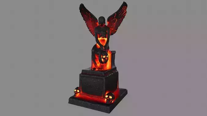 statue 3 of eagle with flames Low-poly 3D model
