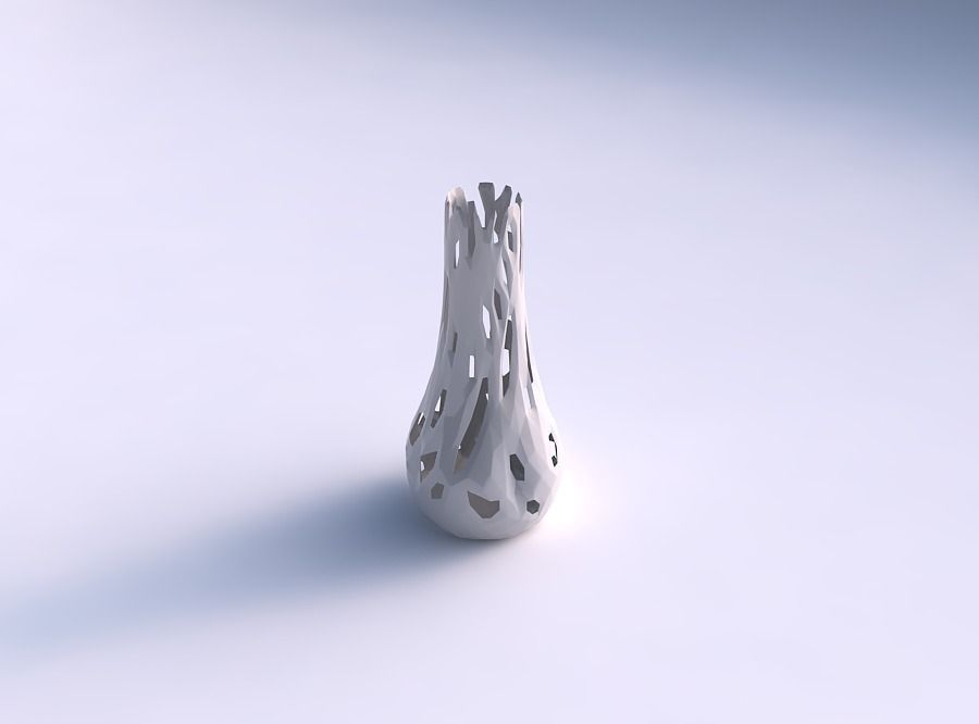 Vase curved 2 with faceted cuts 3D print model