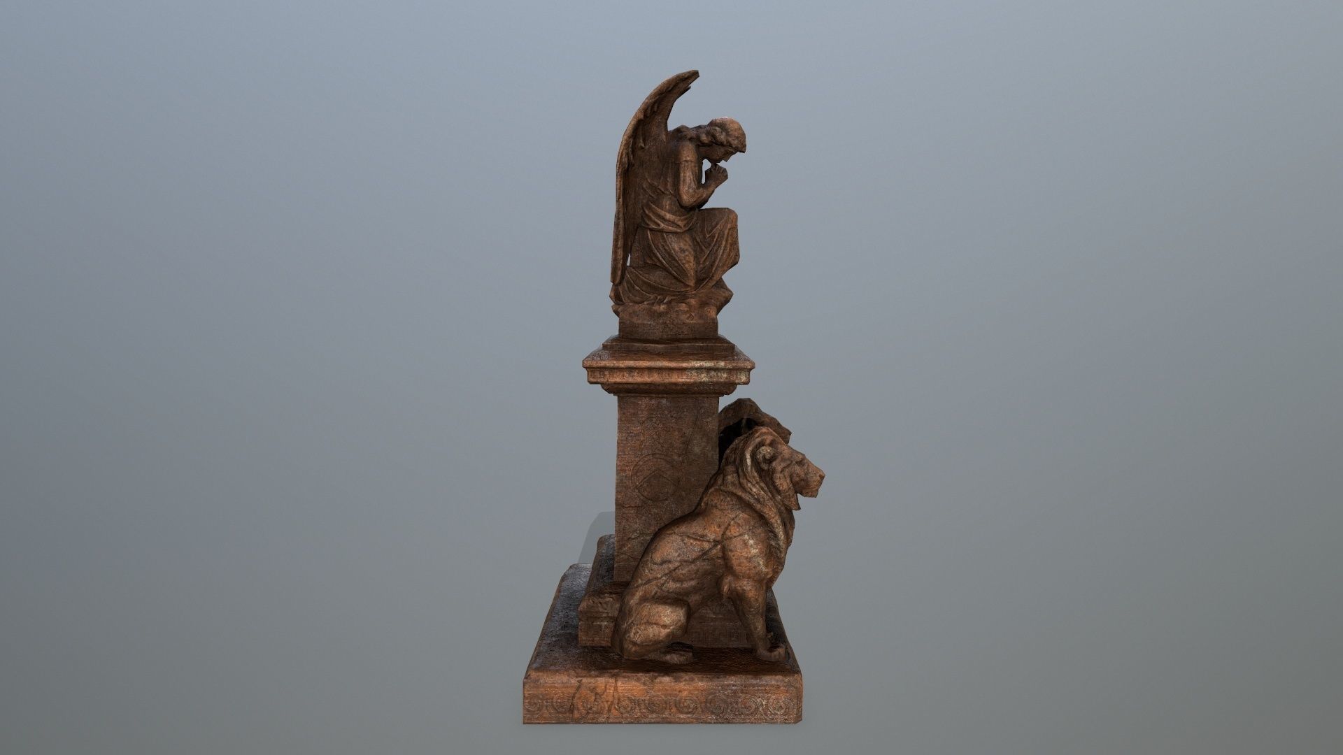 statue 4 of angel Low-poly 3D model_2