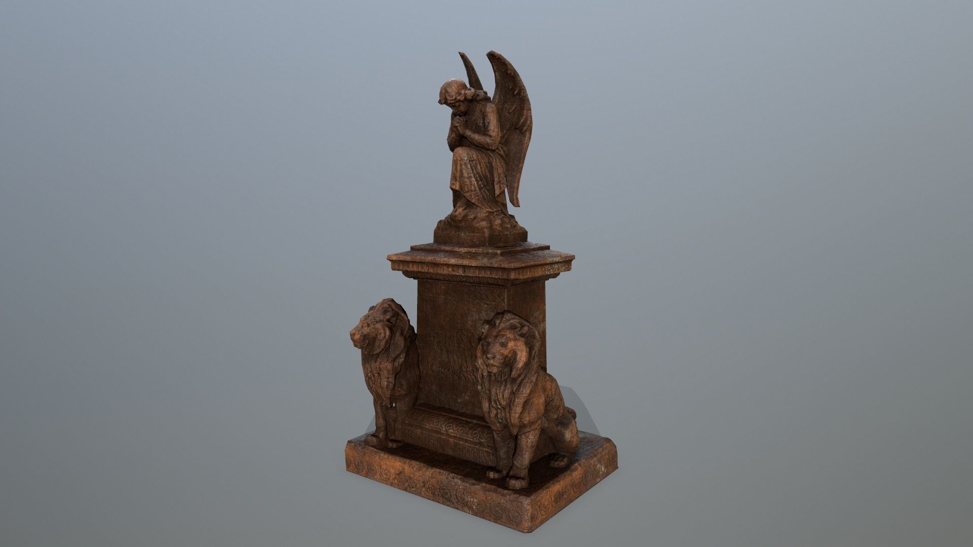 statue 4 of angel Low-poly 3D model_7