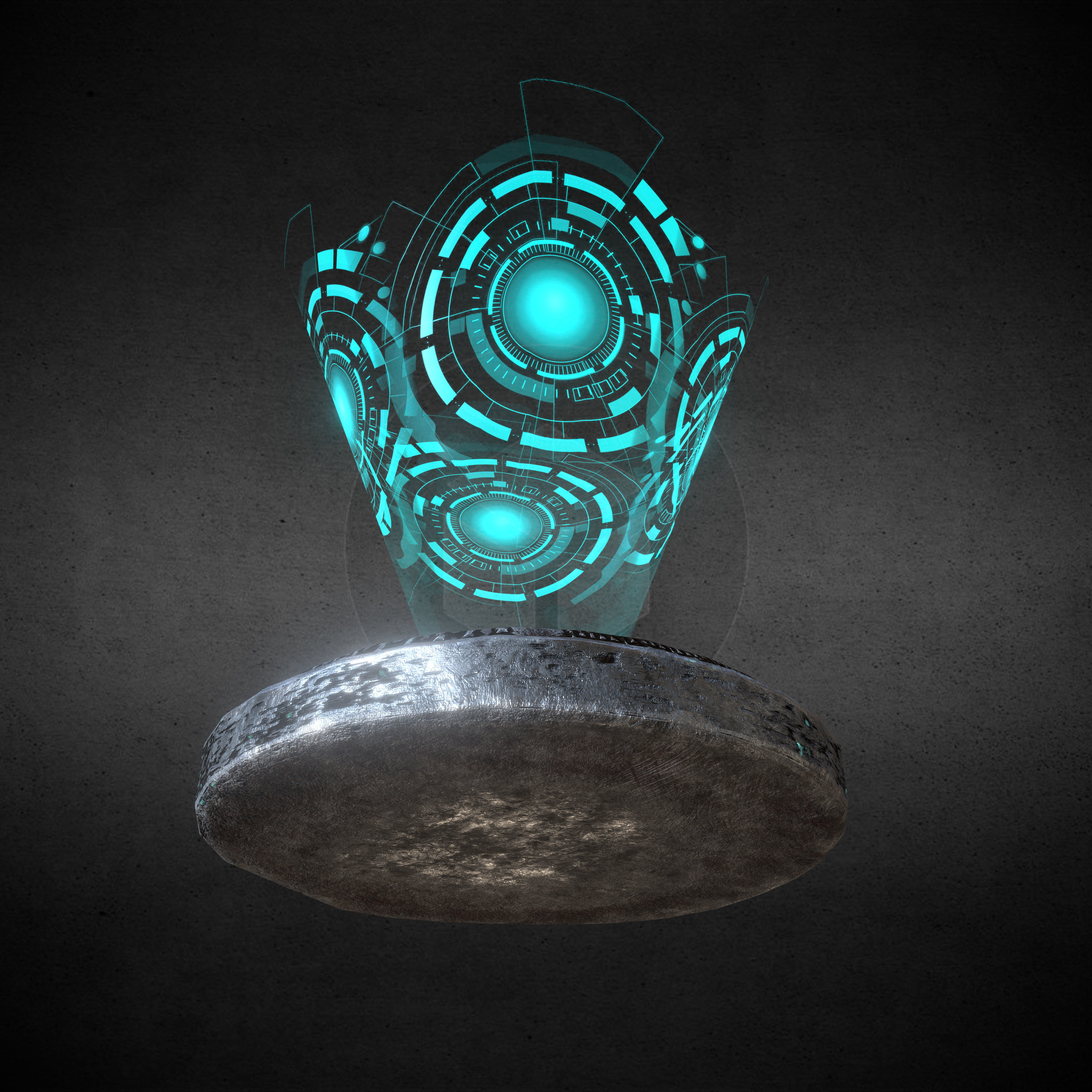 SciFi Medallion Coin Game Res Low Poly VR AR PBR Low-poly 3D model_1