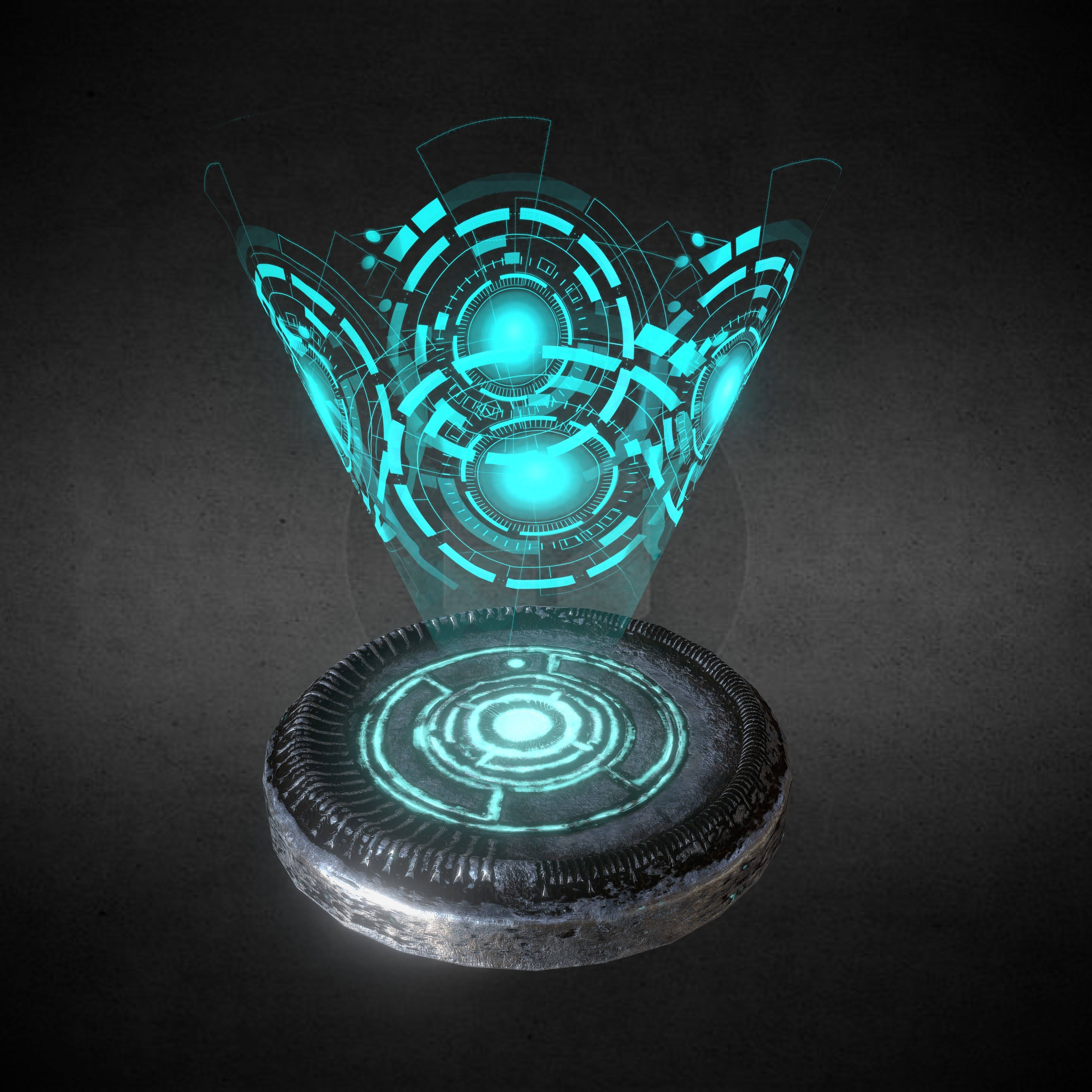 SciFi Medallion Coin Game Res Low Poly VR AR PBR Low-poly 3D model_6