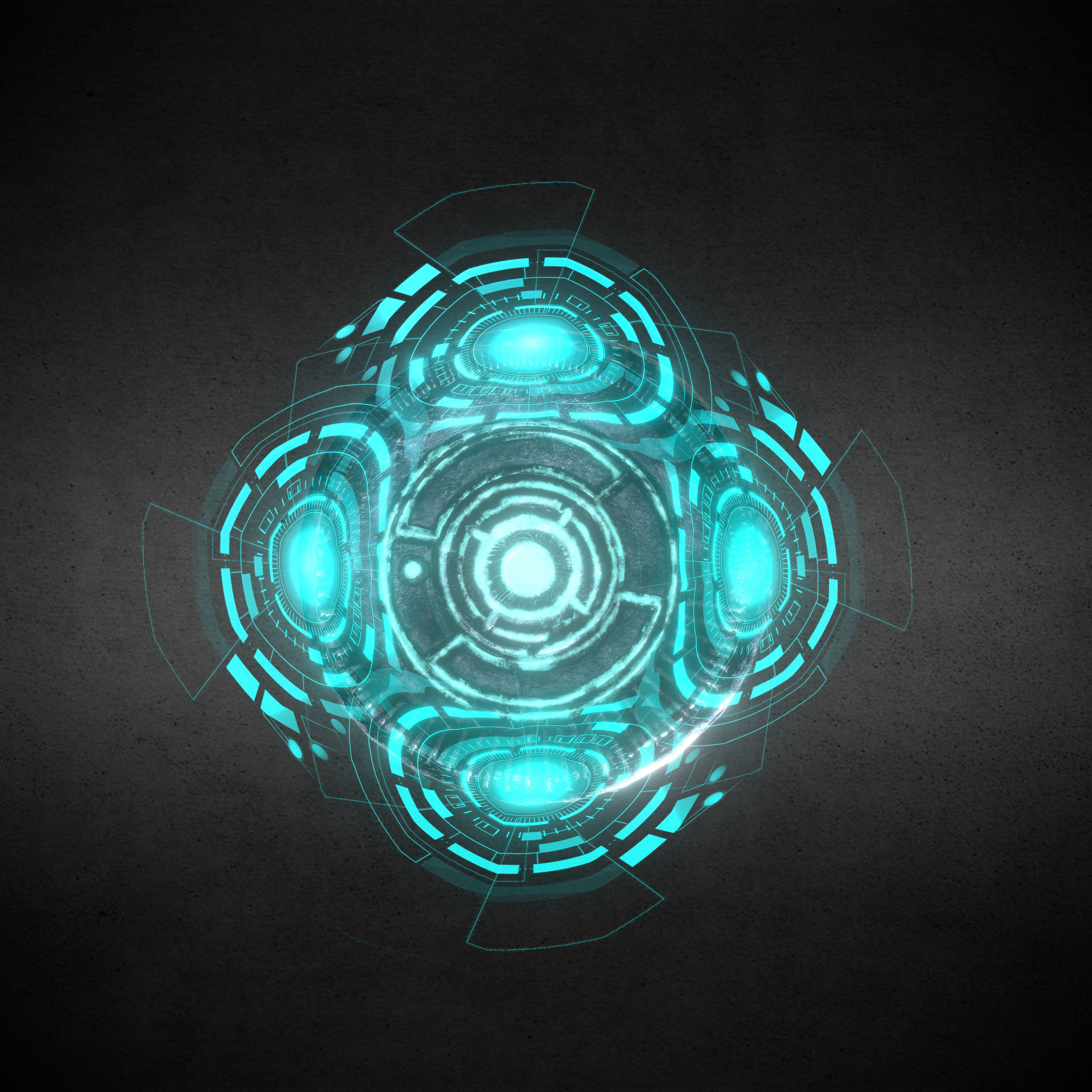 SciFi Medallion Coin Game Res Low Poly VR AR PBR Low-poly 3D model_3