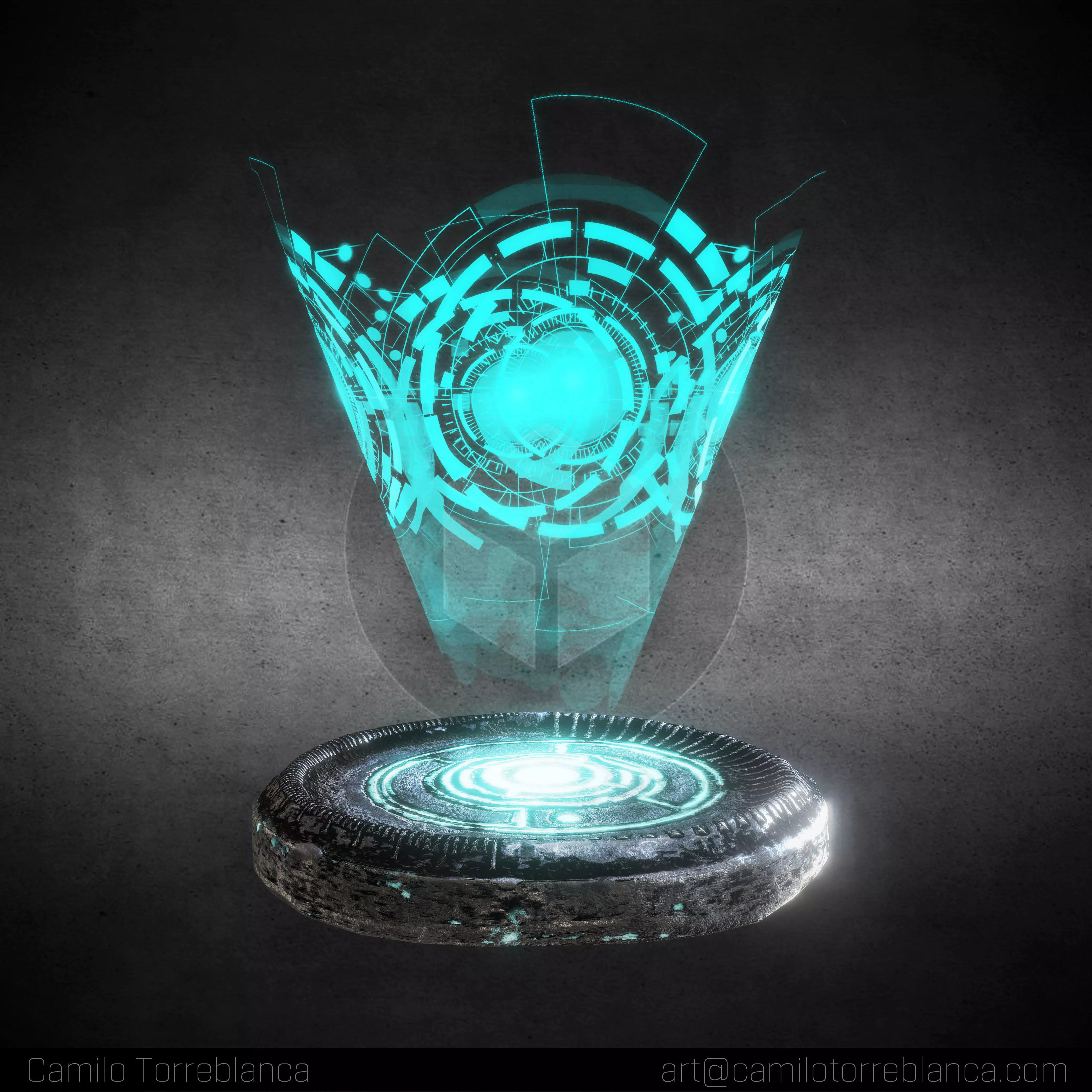 SciFi Medallion Coin Game Res Low Poly VR AR PBR Low-poly 3D model_0