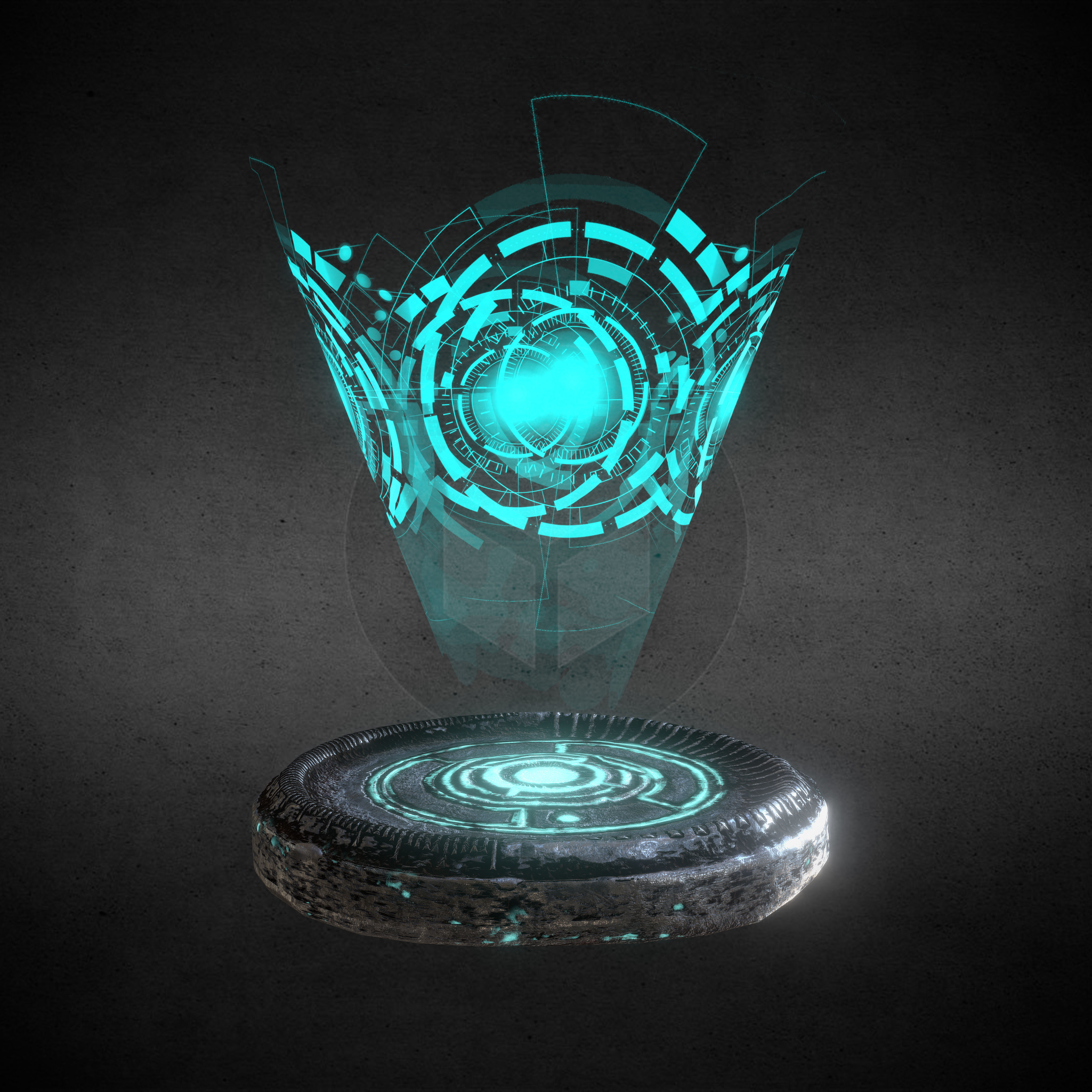 SciFi Medallion Coin Game Res Low Poly VR AR PBR Low-poly 3D model_4