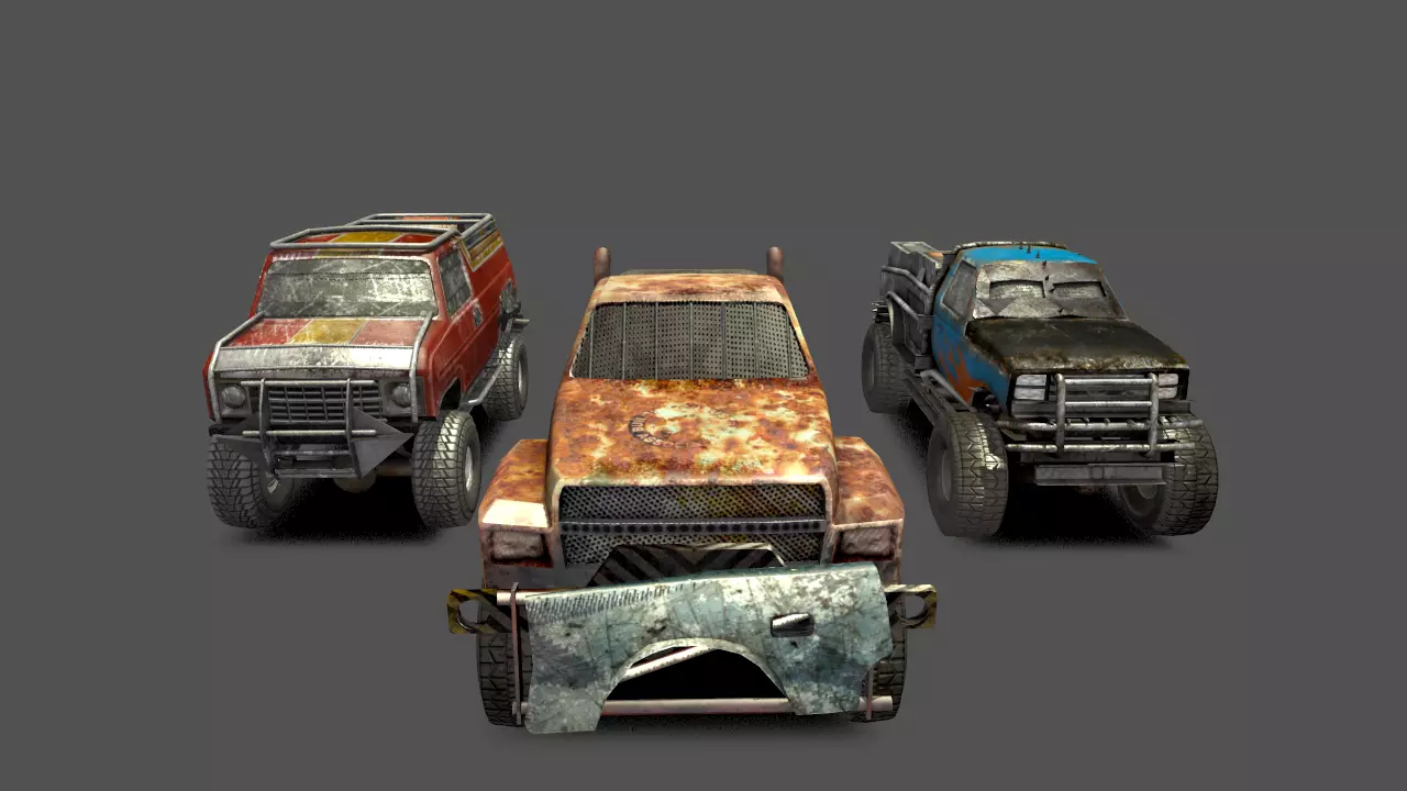 Derby trucks pack Low-poly 3D model