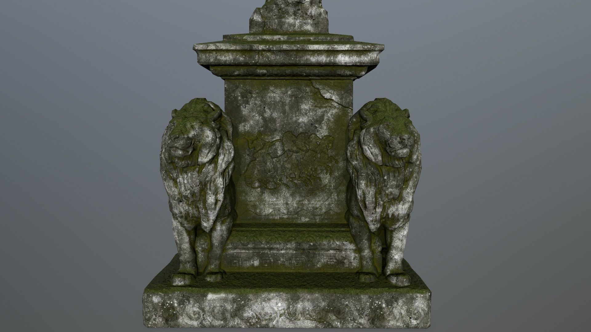 statue 4 gravestone with on top Low-poly 3D model_8