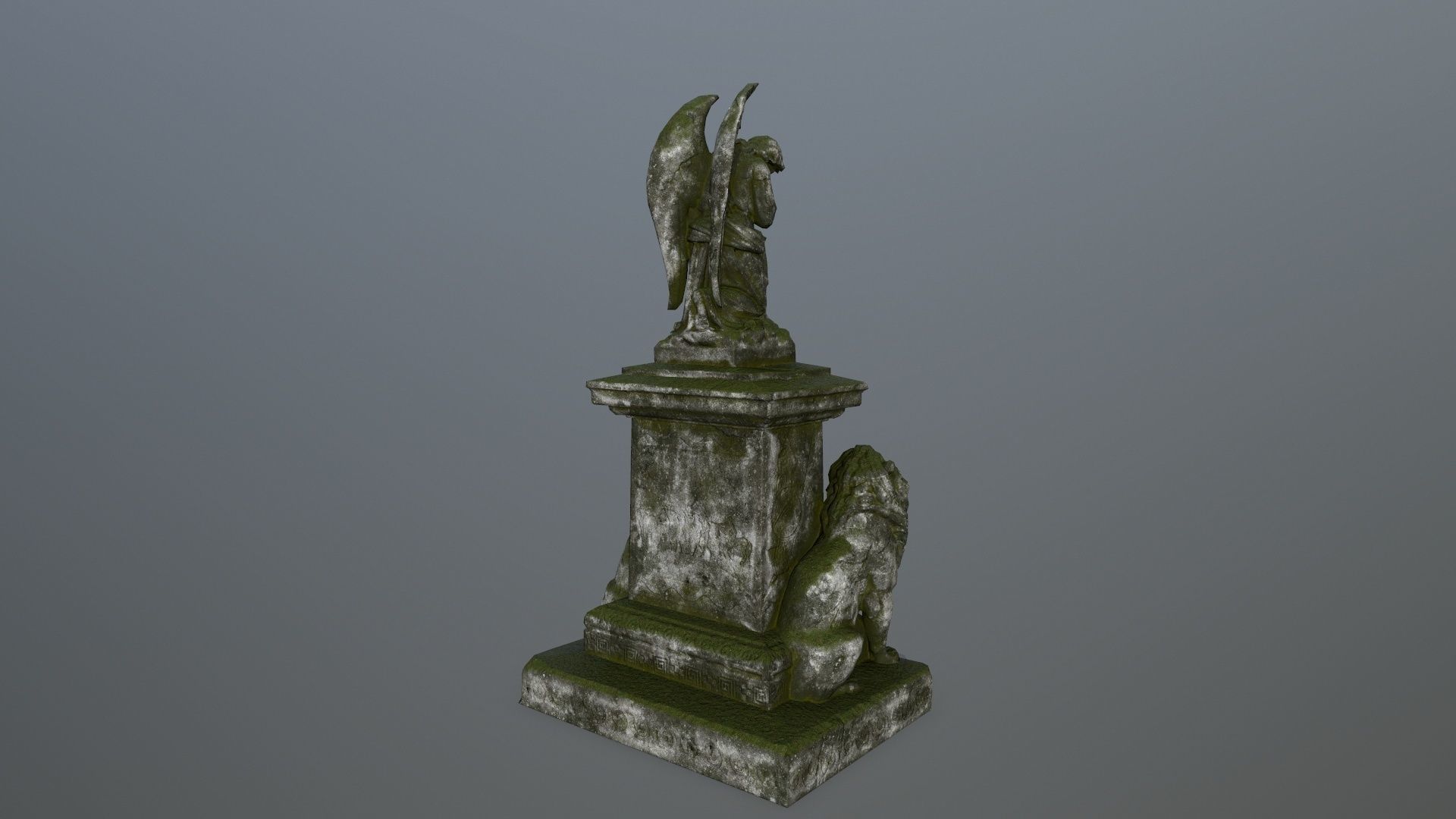 statue 4 gravestone with on top Low-poly 3D model_3