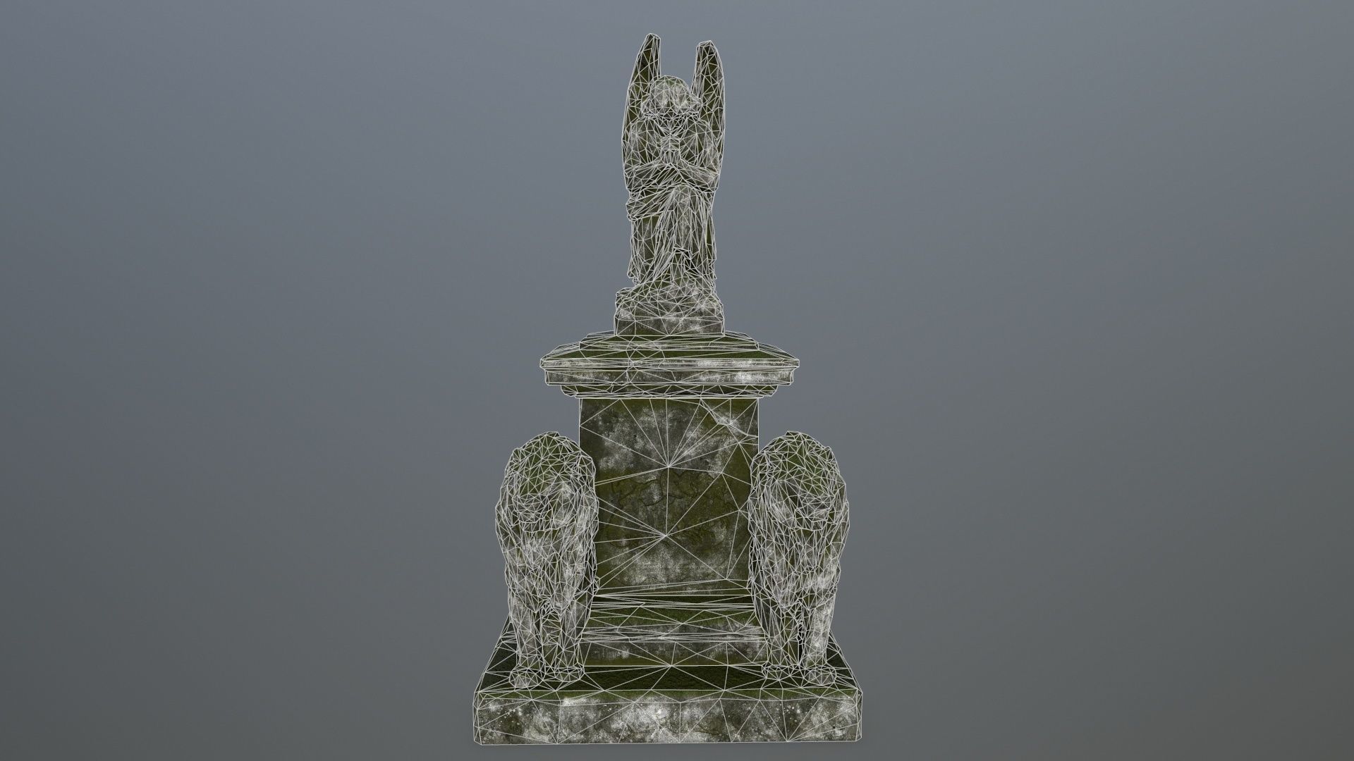 statue 4 gravestone with on top Low-poly 3D model_16