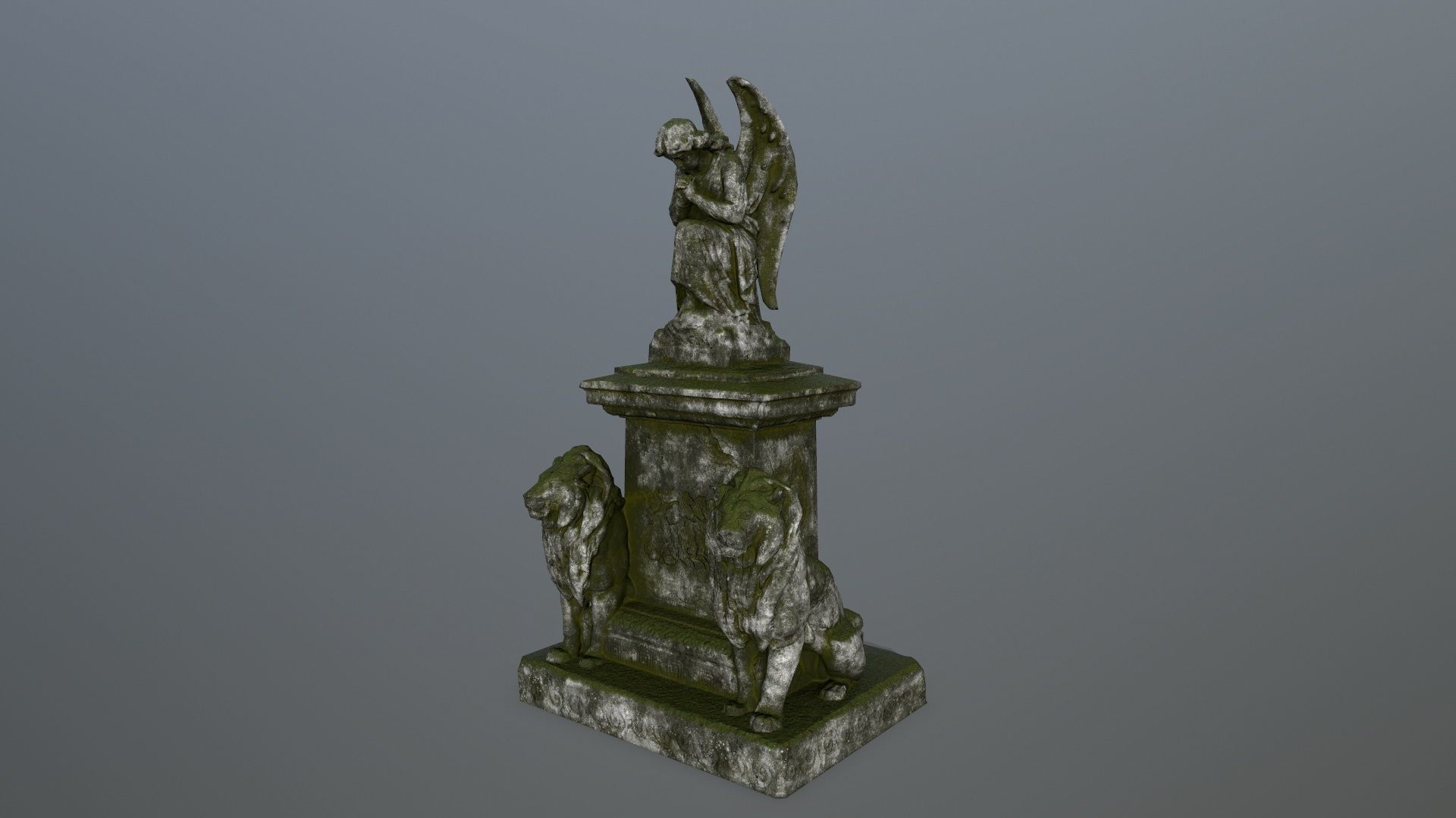 statue 4 gravestone with on top Low-poly 3D model_7