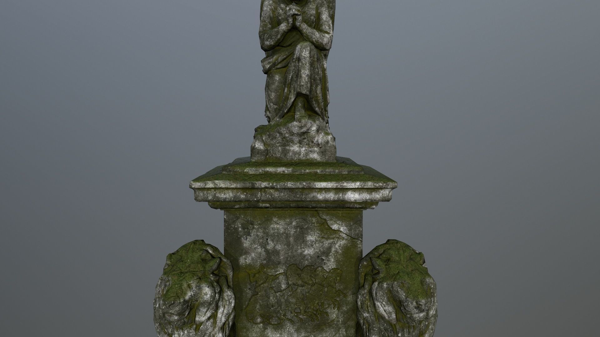 statue 4 gravestone with on top Low-poly 3D model_12