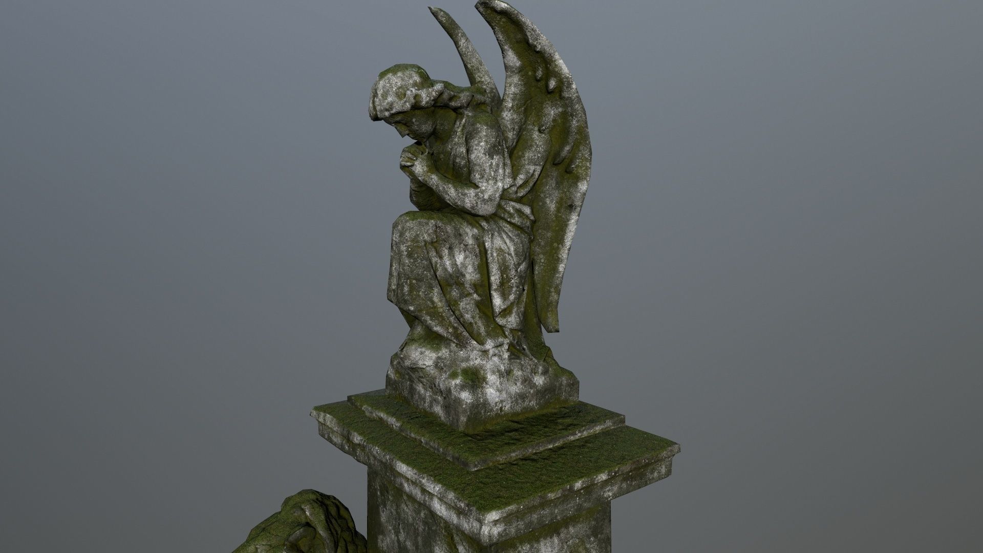 statue 4 gravestone with on top Low-poly 3D model_14