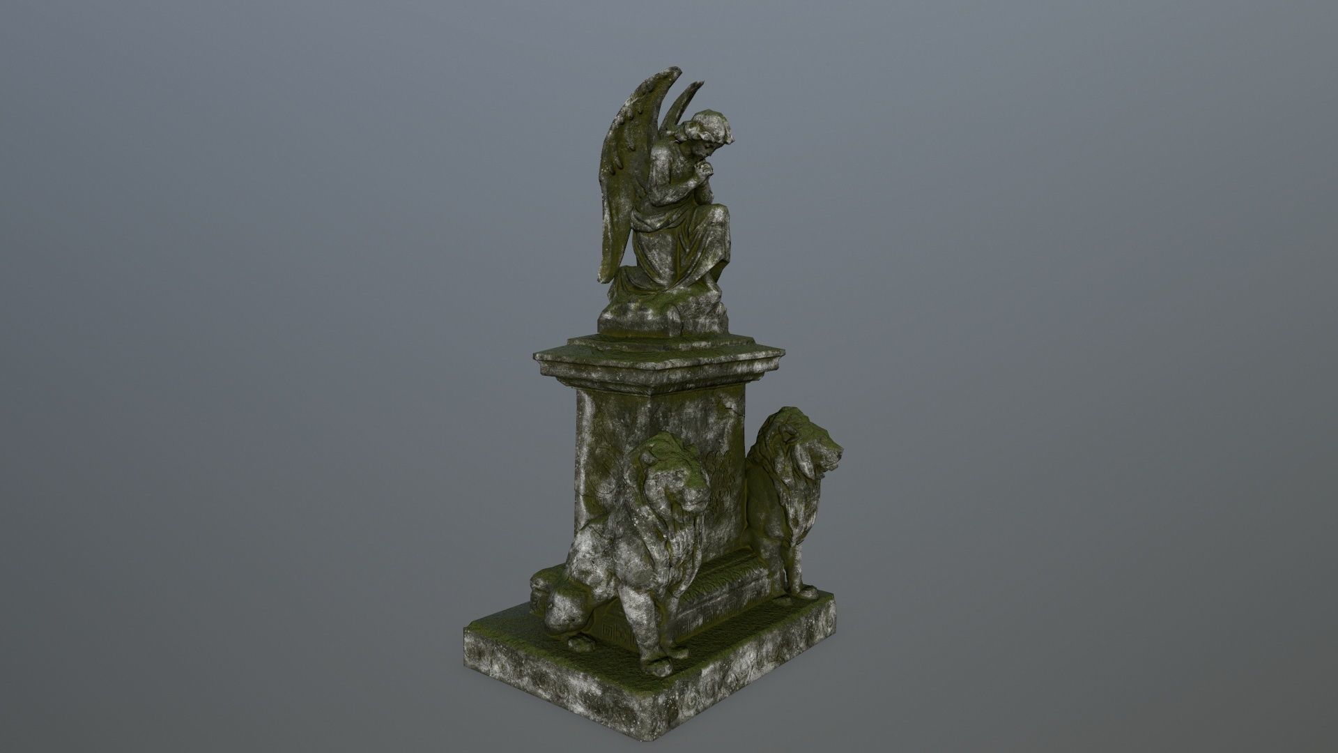statue 4 gravestone with on top Low-poly 3D model_1