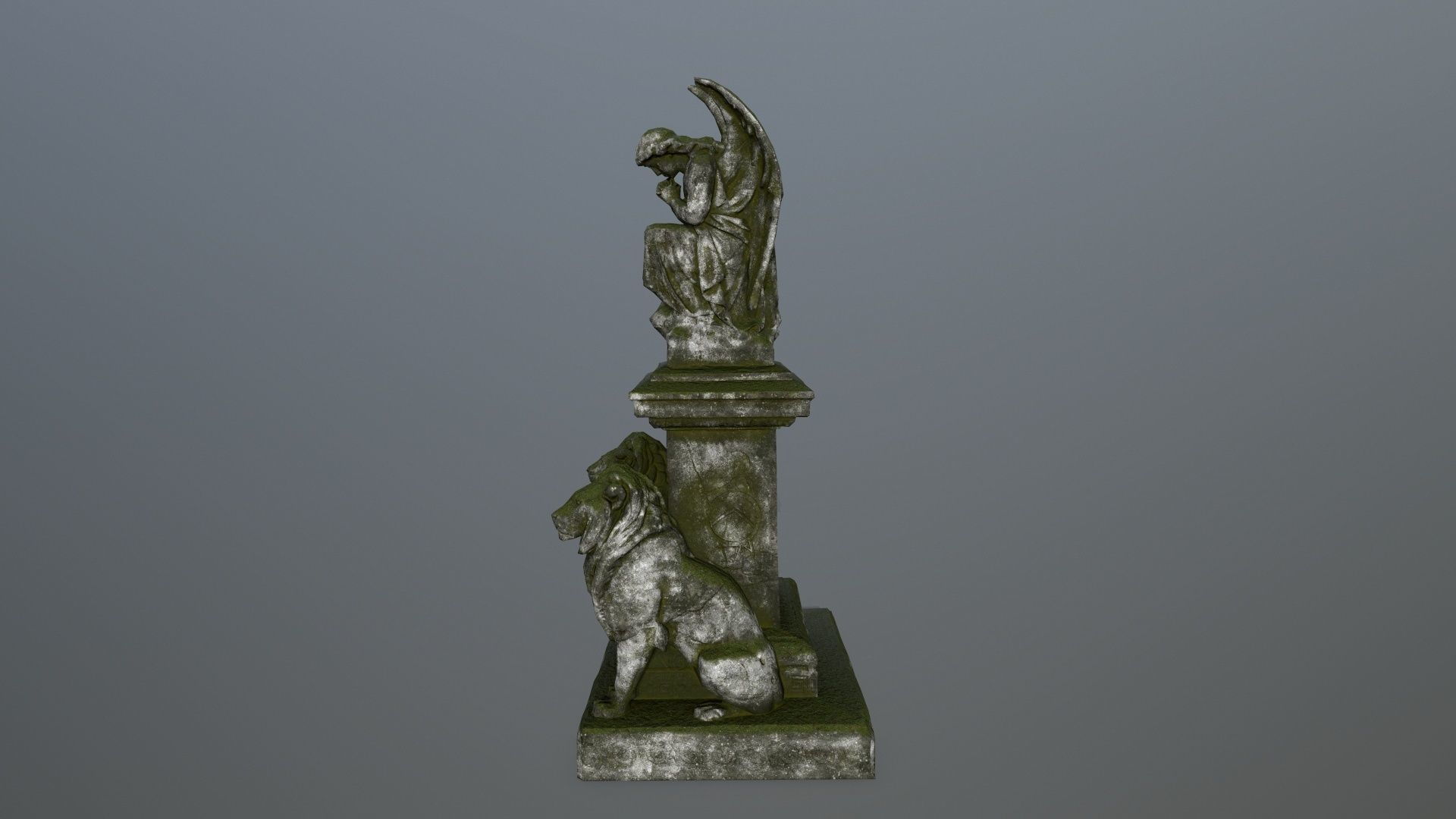 statue 4 gravestone with on top Low-poly 3D model_6