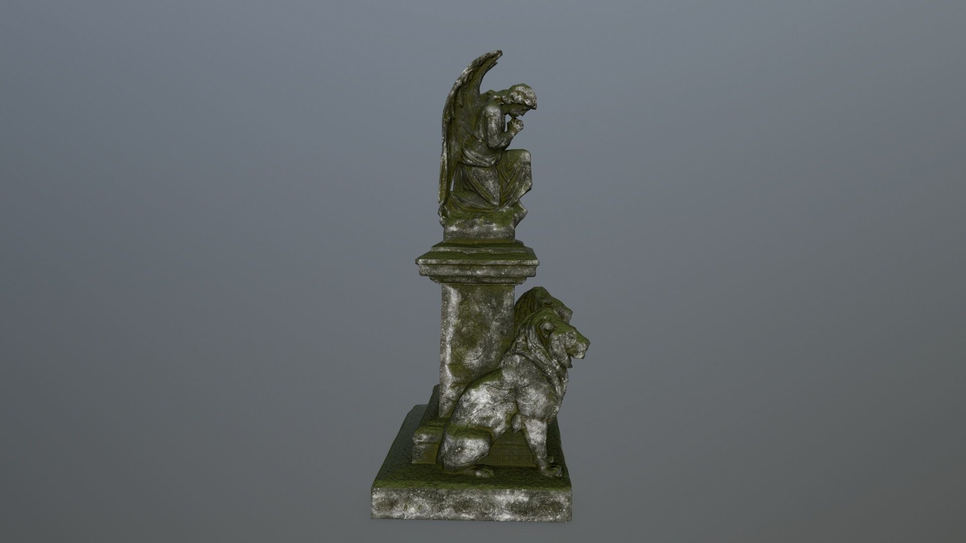 statue 4 gravestone with on top Low-poly 3D model_2
