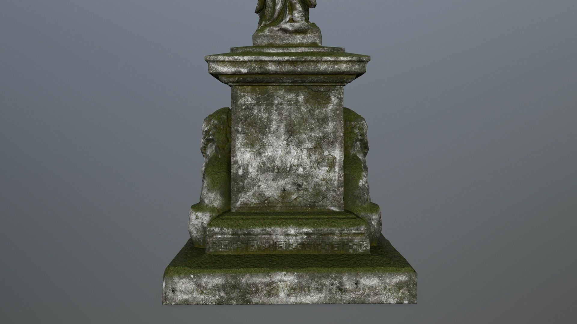 statue 4 gravestone with on top Low-poly 3D model_10