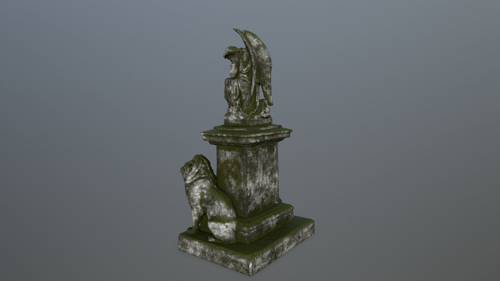 statue 4 gravestone with on top Low-poly 3D model_5
