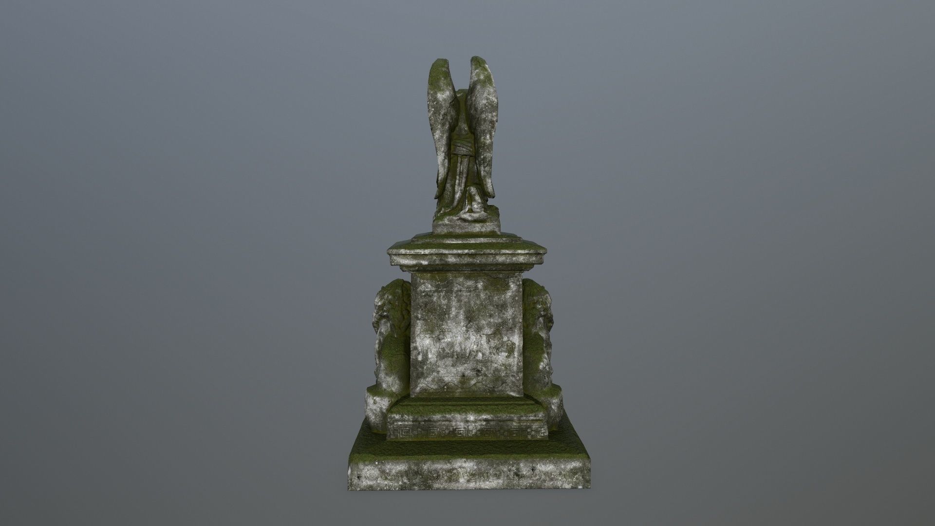 statue 4 gravestone with on top Low-poly 3D model_4