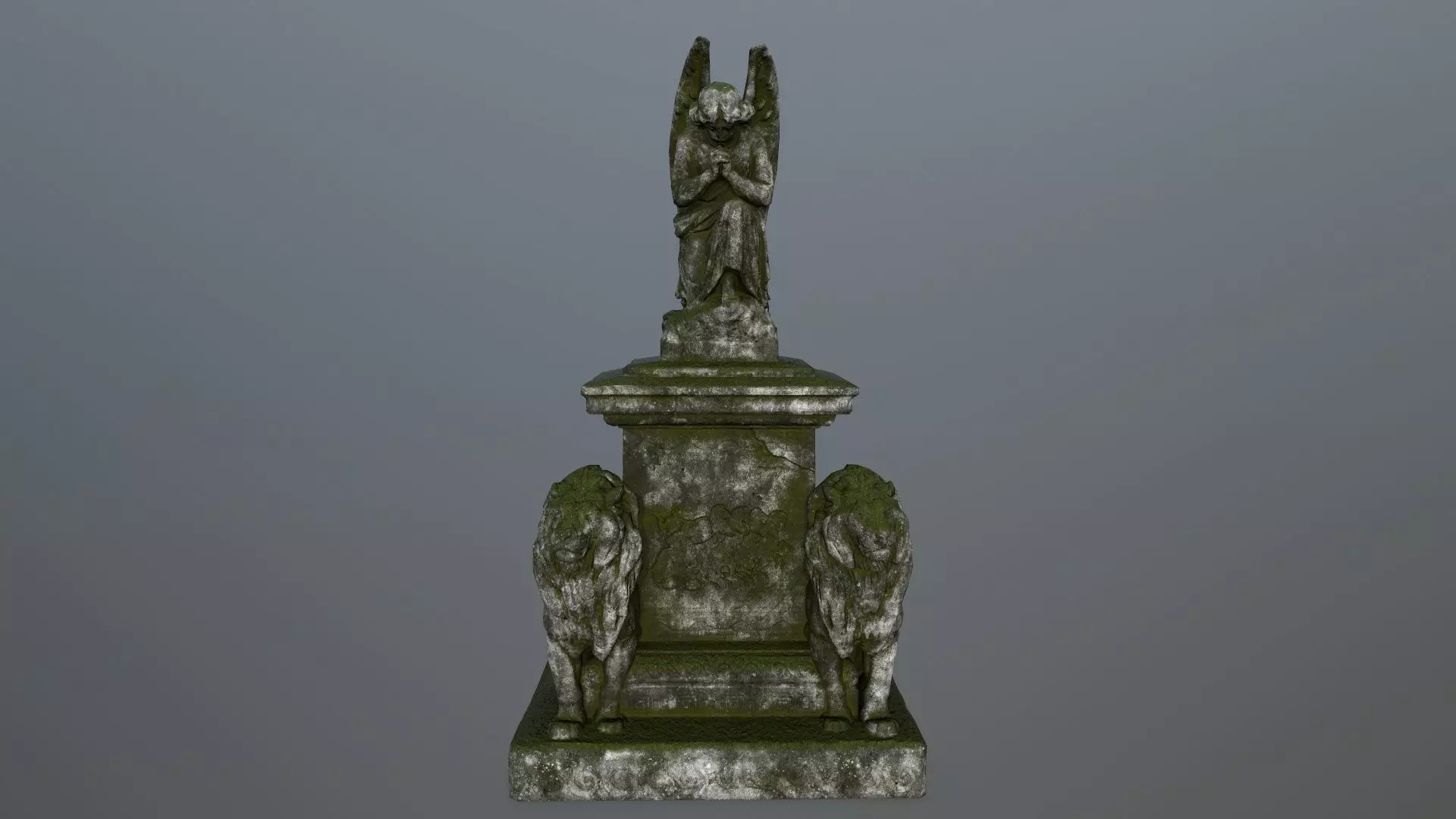 statue 4 gravestone with on top Low-poly 3D model_0