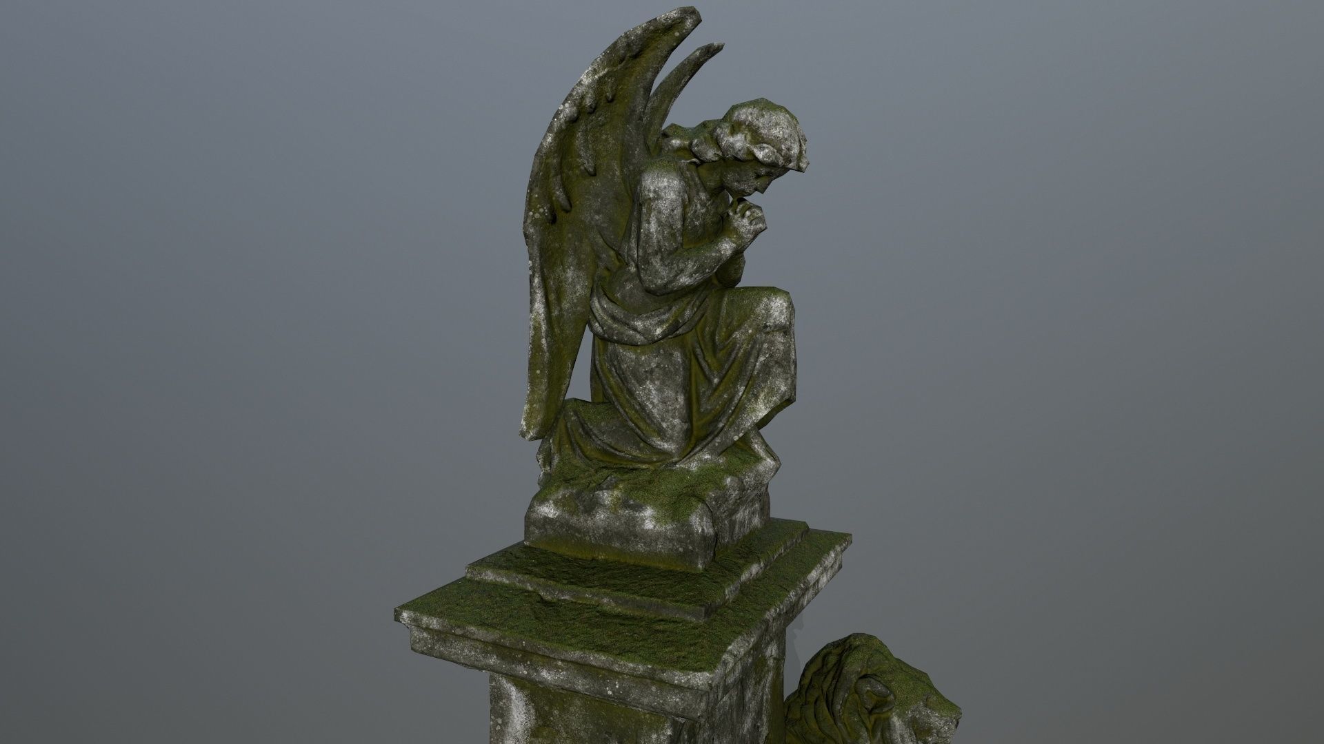 statue 4 gravestone with on top Low-poly 3D model_15