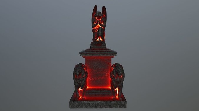 statue 4 with flames Low-poly 3D model