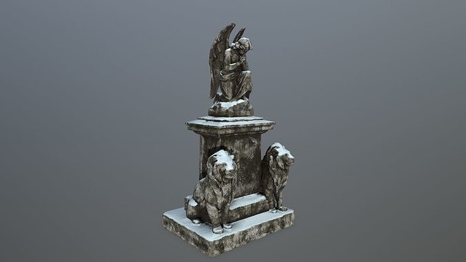 statue 4 with angel Low-poly 3D model