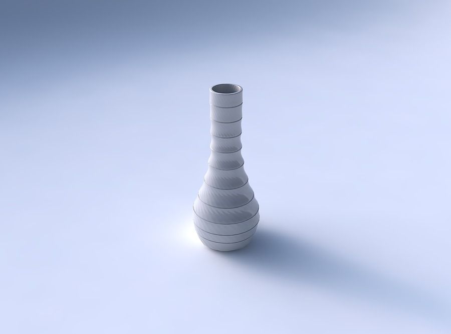 Vase curved 2 with horizontal dents and twisted diagonal lines 3D print model_3