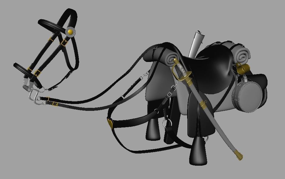 Rigged Horse With Saddle and Various Animation Low-poly 3D model_3