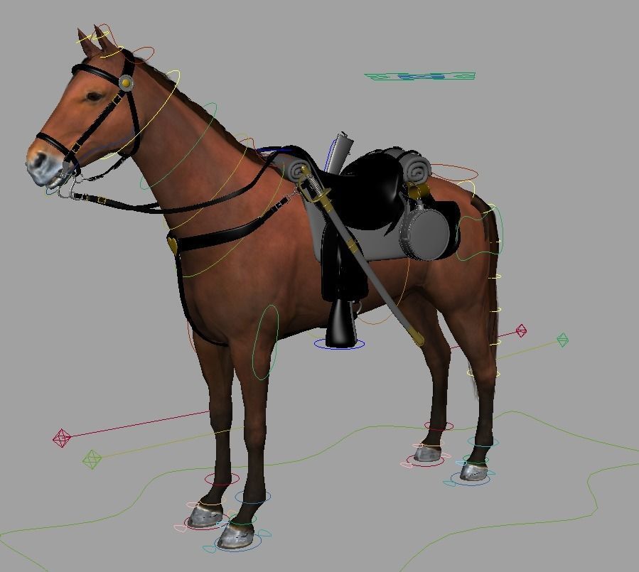 Rigged Horse With Saddle and Various Animation Low-poly 3D model_4