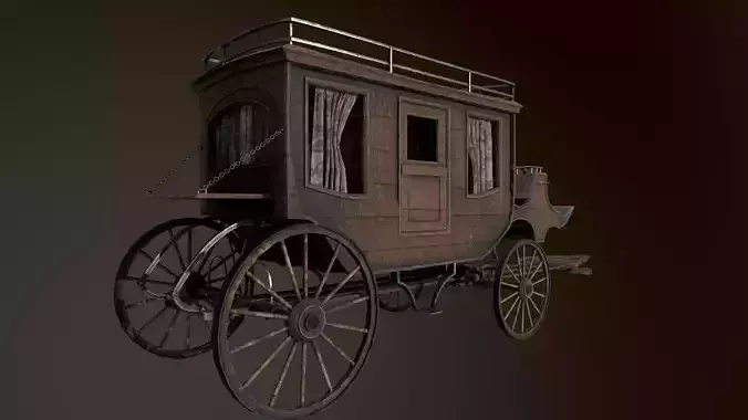 Stage Coach Low-poly 3D model