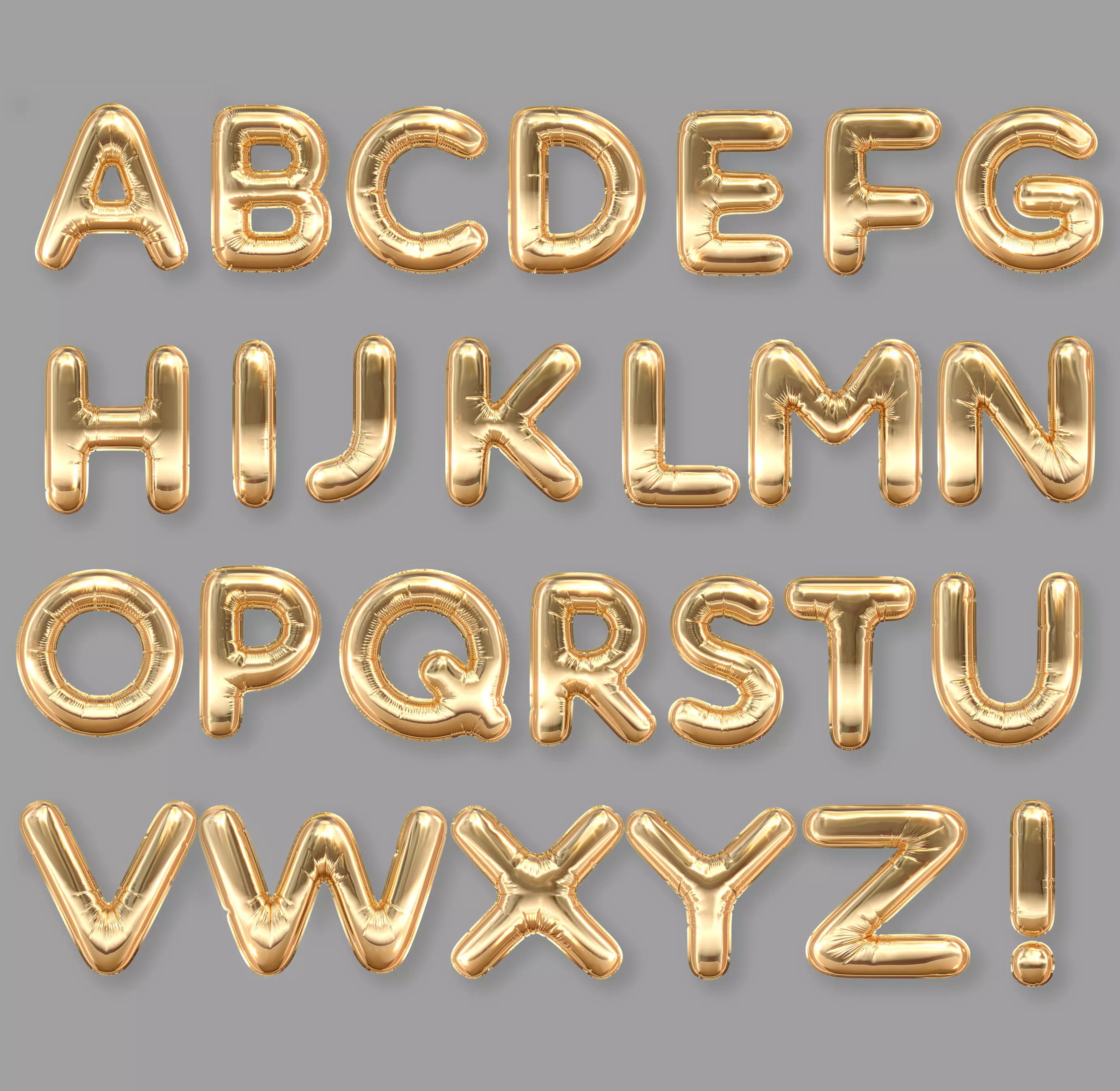 Balloons Alphabet Golden 3D model