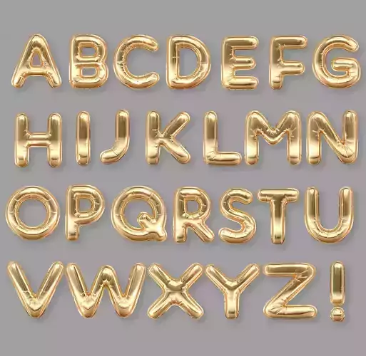  Balloons  Alphabet Golden 3D model