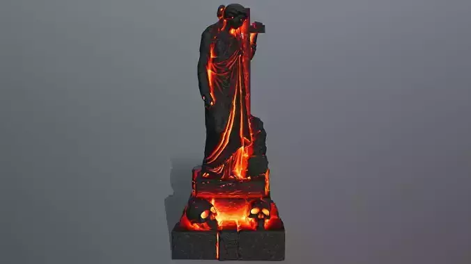 statue 5 with flames