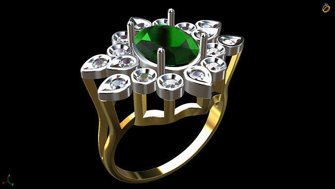 Oval Emerald Ring 3D print model