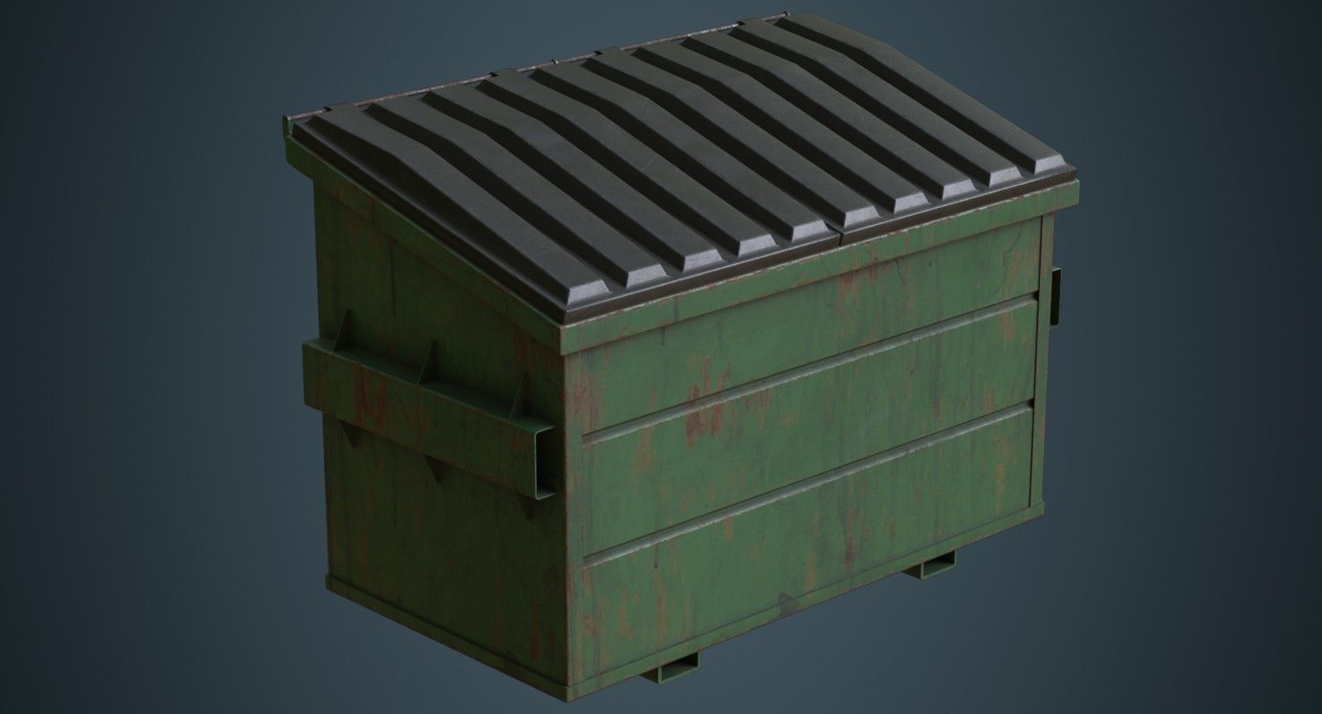 Dumpster 3B Low-poly 3D model_1