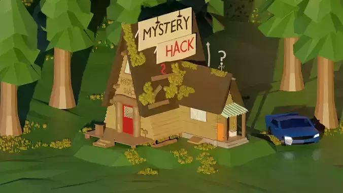 Low poly mystery Shack and  PBR materials