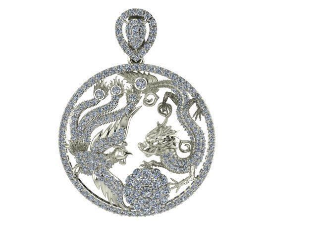 Dragon and Hamsa pendant 3D print model_2