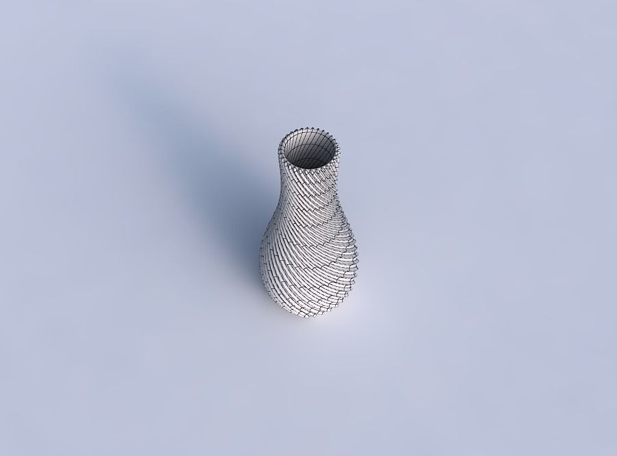 Vase curved with bent extruded lines 2 3D print model_6