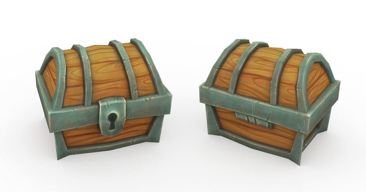 Low poly treasure chest Free 3D model_0