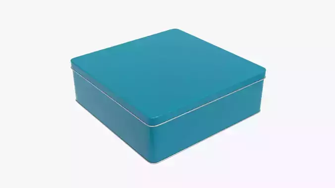 Metal tin can rectangular shaped flat 3D model