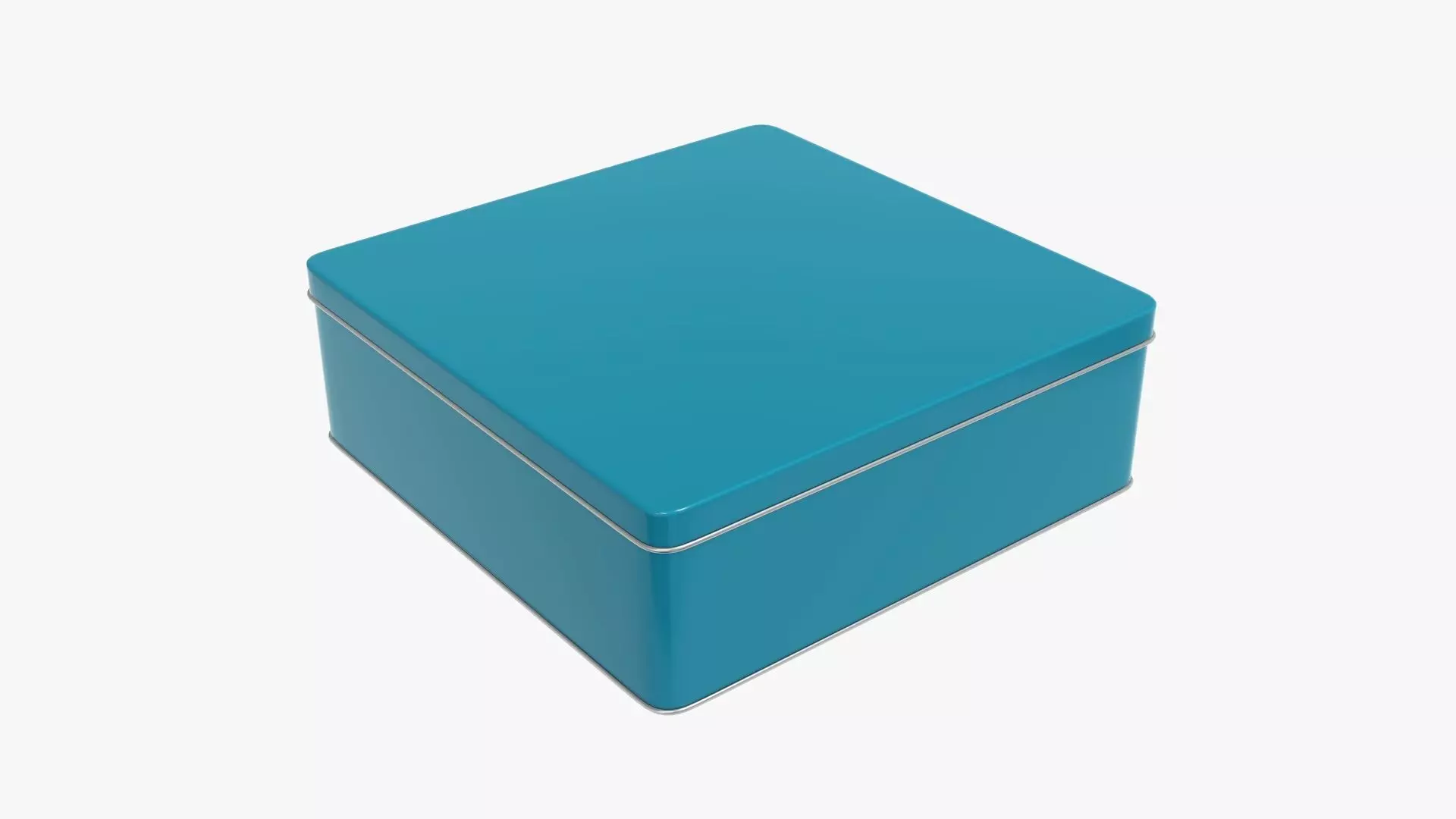 Metal tin can rectangular shaped flat 3D model
