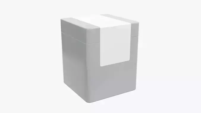 Metal tin can rectangular shaped with label 3D model