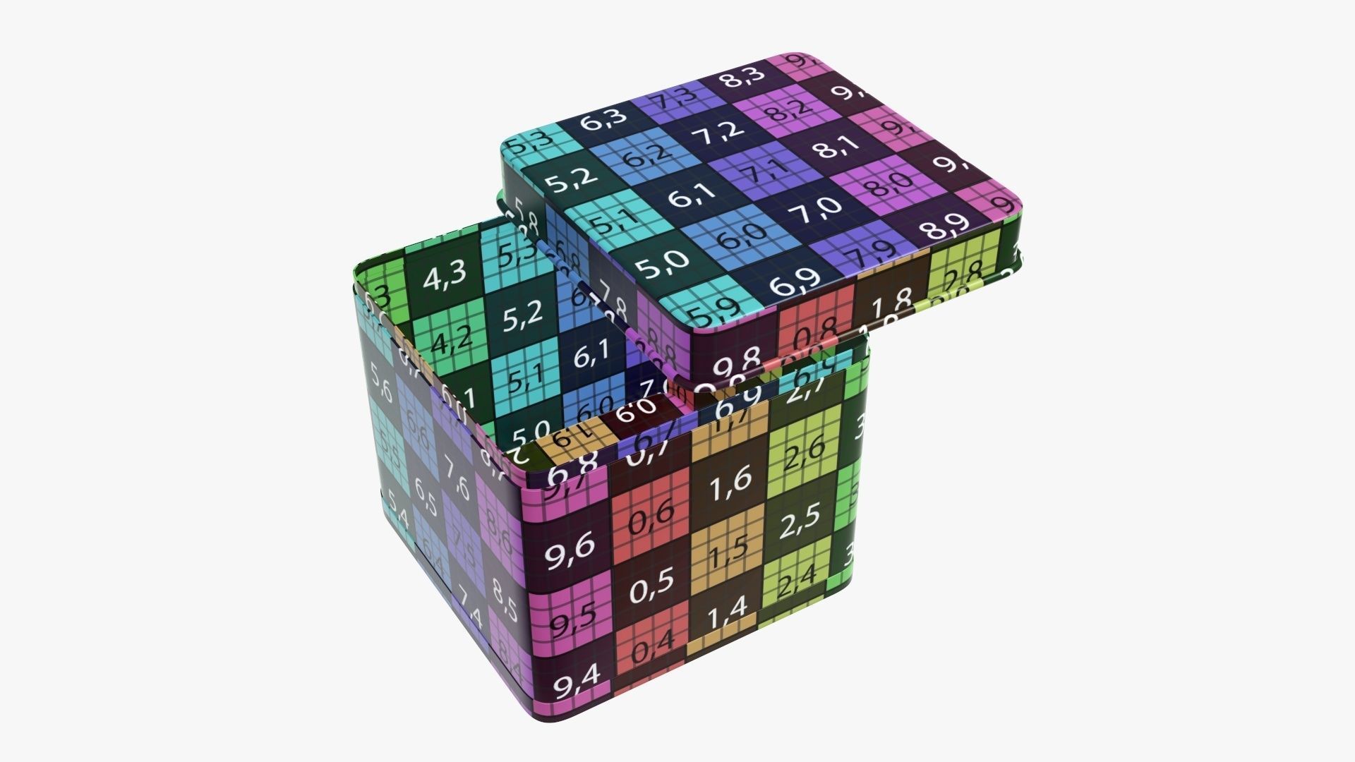 Metal tin can square shaped 3D model_7