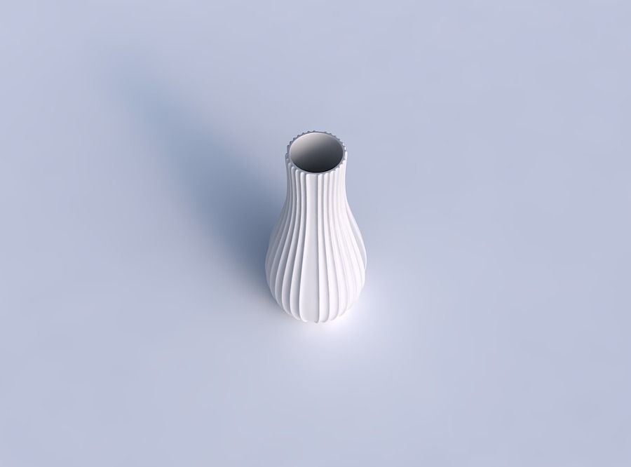 Vase curved with extruded vertical lines 3D print model_1