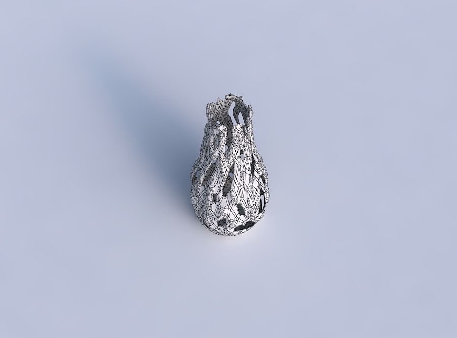 Vase curved with faceted cuts and bulges 3D print model_6